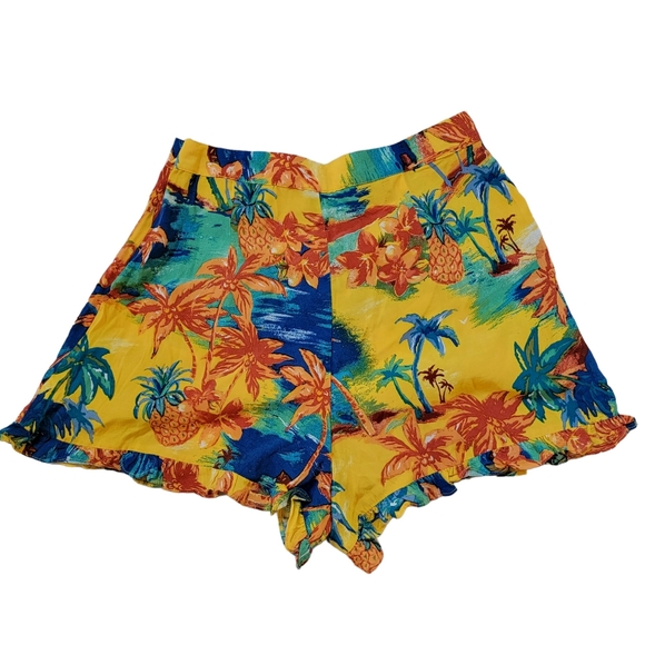 Yellow Palm Tree Hawaiian Print Women's Joggers